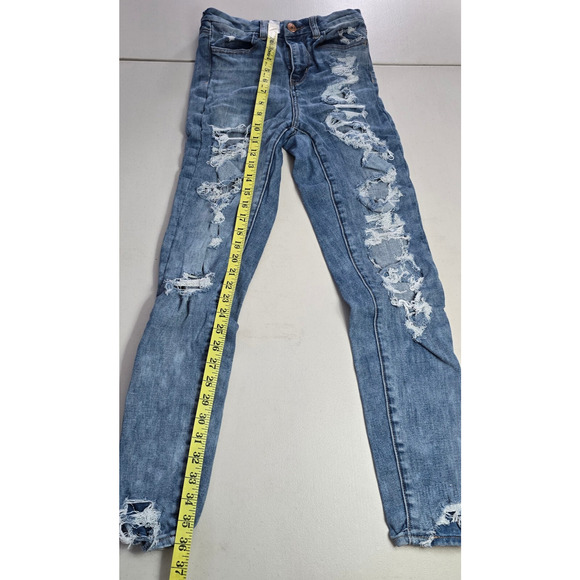 American Eagle Jeggings Women's 2 Regular Blue Next Level Stretch Distressed - Picture 11 of 16